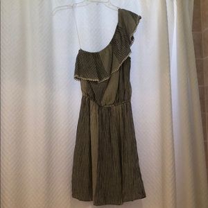 Blue and Linen one shoulder dress